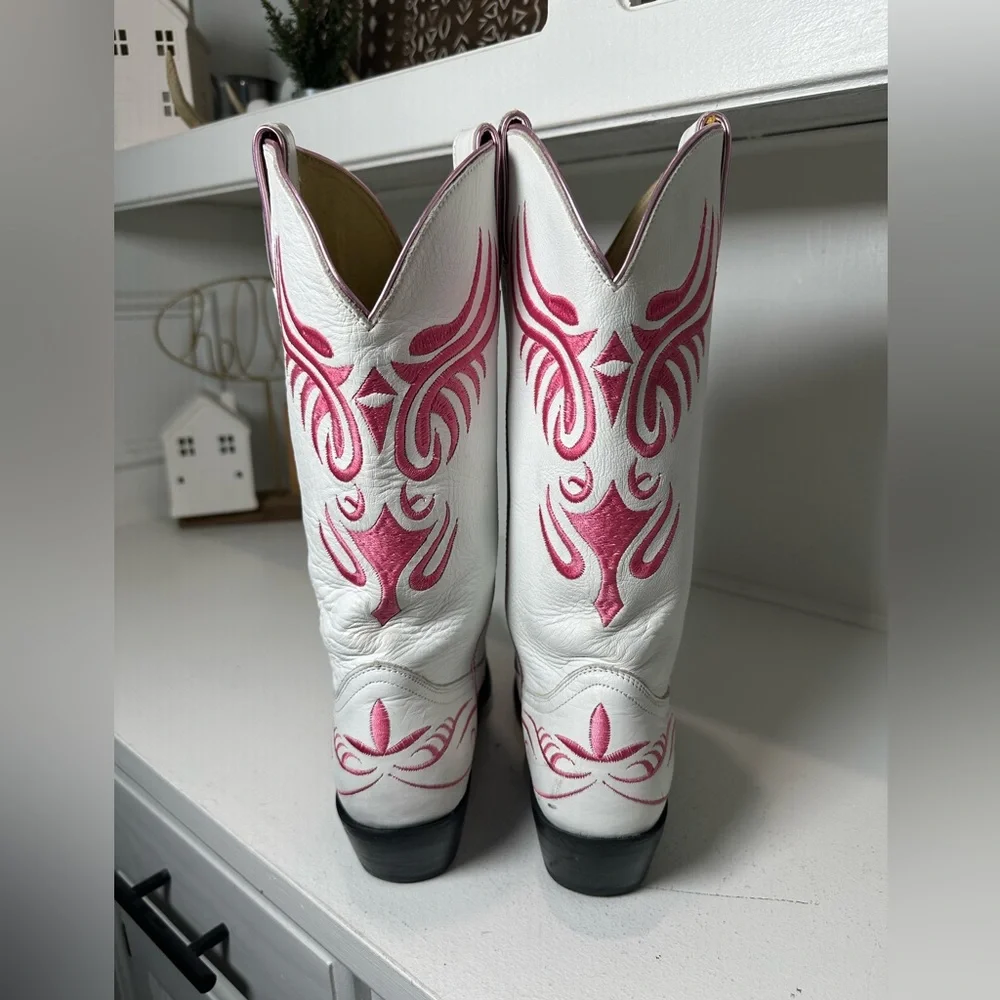 Durango Women’s Cowboy Boots Size 9.5 White Pink Western Boots Embroidered - Picture 4 of 7